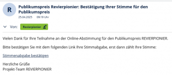 Bestätigungsmail abwarten und Stimmabgabe bestätigen